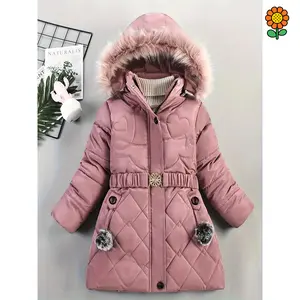 DZP-1 Piece Girls Winter Warm Down Jacket, Casual Hooded Coat with Belt, Long Sleeve Zipper, Regular Fit, Autumn Winter Style toddler shopping thrifted kids clothing funny graphic tee clothes for baby Cartoon Rabbit Oversized Football Sweatshirt