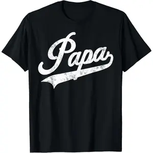 Papa retro style Father's Day gift for funny Papa grandpa T-shirt men's graphic tees casual short-sleeve men's T-shirts menswear crewneck classic cotton tee T-shirt for men Top Streetwear
