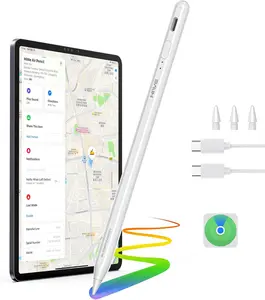 HIWE Anti-Lost Stylus Pen for iPad 2018-2025 Find My Support Tilt Sensitivity Magnetic Shortcuts Fast Charge 10H Battery 3 Replaceable Tips