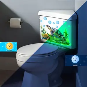 A new small-sized luminous toilet sticker featuring a sea turtle, bubbles, and seaweed, with dimensions of 15*20cm, for decorating and beautifying bathroom backgrounds, Bathroom Decoration Supplies (YCG18529-YC)