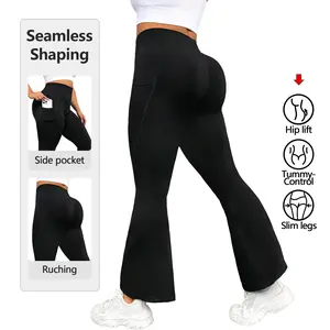 SUOVADUN SHE004 Women's High-Waisted Side-Pocket Seamless Yoga Wide-Leg Pants Quick-Drying High-Elasticity Fitness & Casual Wear Breathable Moisture Absorption Sweat-Wicking Hip-Lifting Abdominal Tightening Outdoor Activities Trousers