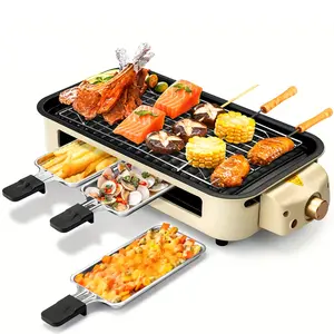 Thick Aluminum Alloy Material Barbecue Grill, Smokeless Skewer Barbecue, Barbecue Plate Grill, Electric Grill for Home Use