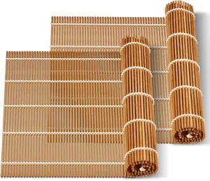 9.5"x9.5"Bamboo Sushi Rolling Mat,kimbap roller(2 PCS)