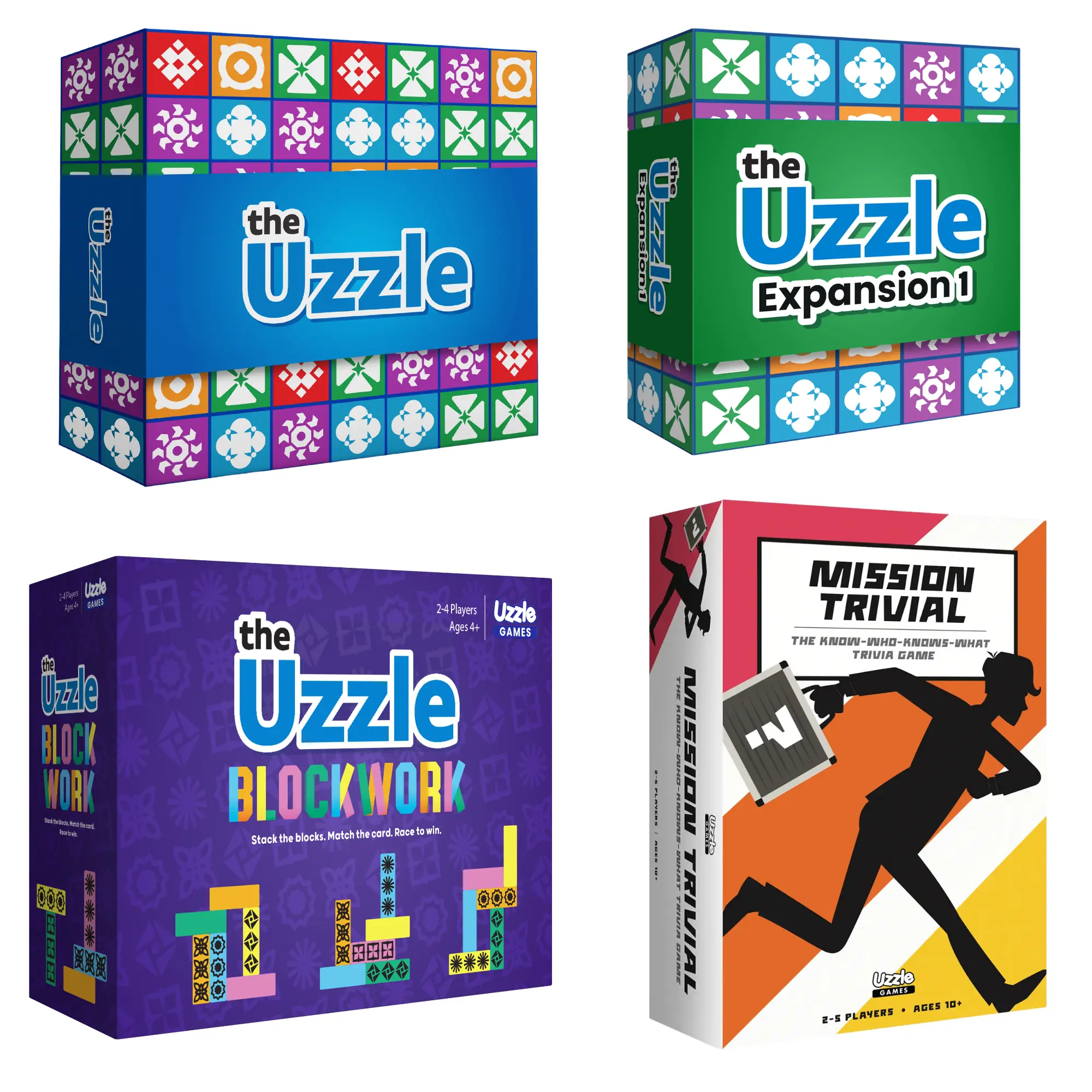 Older Kids Bundle – The Uzzle, Uzzle Expansion, Blockwork & Mission Trivial | Educational Strategy Board Games | Family Fun Game |  Tabletop Games Family Fun Game
