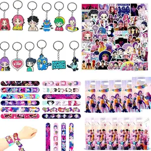 Korean Cartoon Girl Group Birthday Party Gift Set, Includes 12 Keychains, 50 Fridge Magnets, 12 Snap Circles, 10 Gift Bags