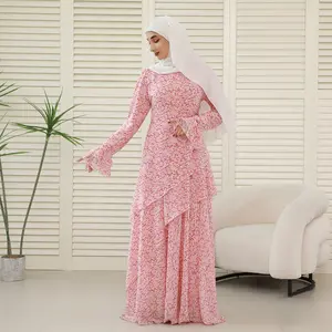 3-Piece Ruffle Chiffon Abaya Set – Top, Skirt & Scrunchie (NCA006) classy modest dress modest  wear islamic clothing SpringStatements