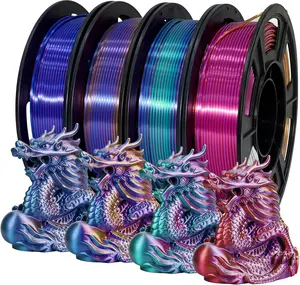 3D Printer PLA Filament (Glow-in-the-Dark), 1 kg (4-Color Assortment), 1.75 mm; High-precision filament for smooth print results; Compatible with FDM 3D printers such as Bambu Lab, Creality, and Elegoo #SummerVibes