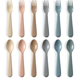12 Pieces Toddler Utensils Set Reusable BPA Free Plastic Spoons Forks for Kids Children Safe Flatware Cutlery Dishwasher Safe