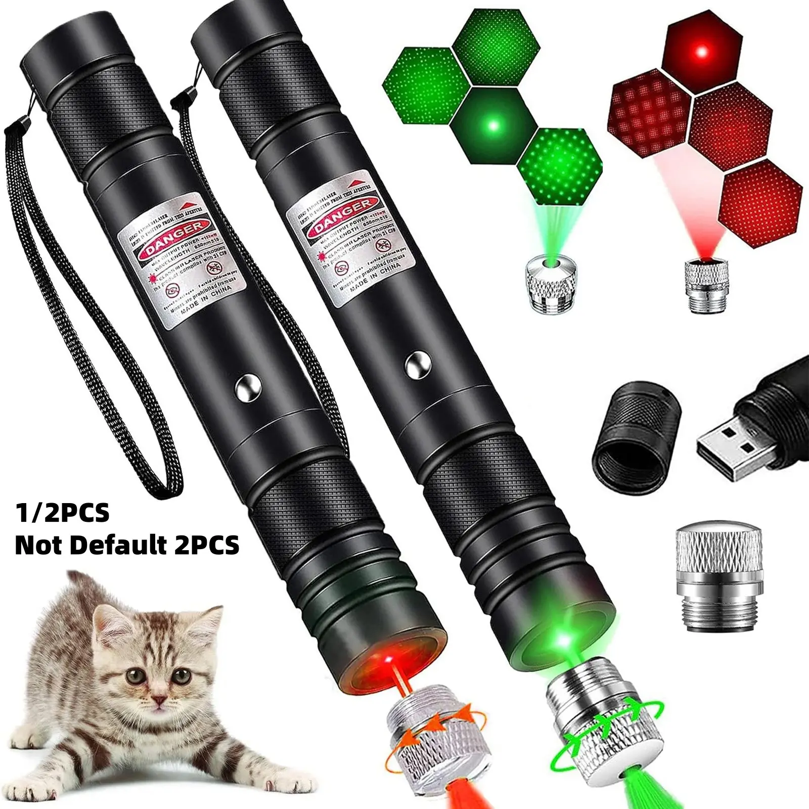 USB Rechargeable Pet Laser Toy, Laser Pointer, Handheld Laser Pen, Easy Walk Your Dog at Home, Indoor Outdoor Pet Toy, Suitable for Outdoors & Meeting Rooms