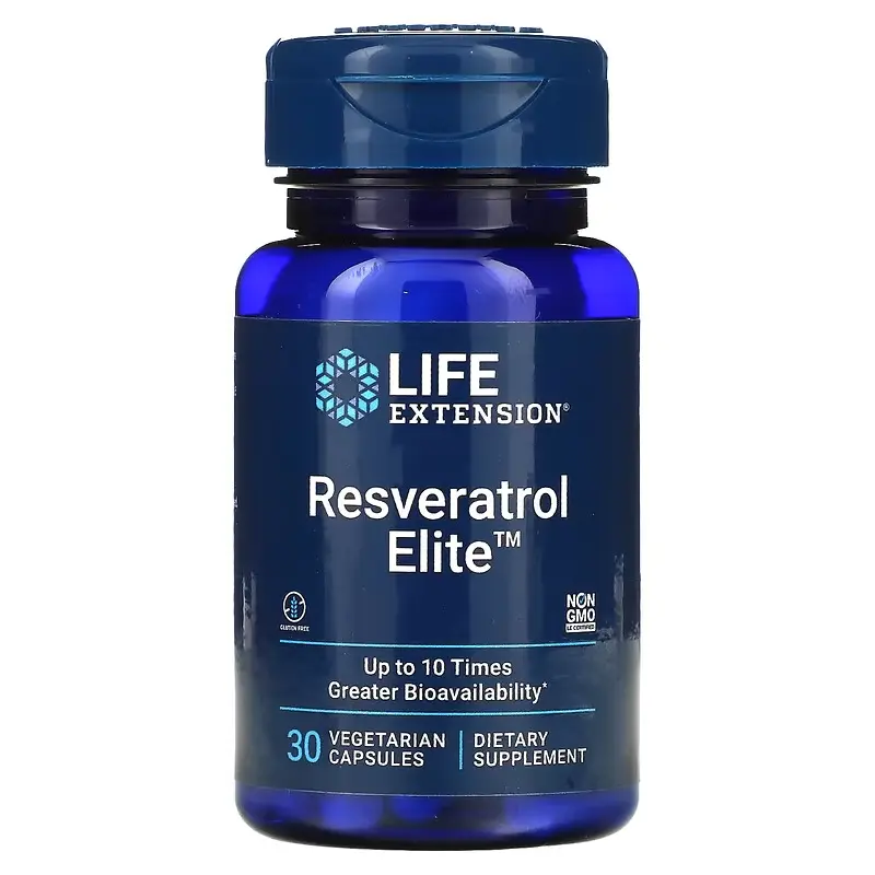 Life Extension Resveratrol Elite Supplement NAD+ Cell Regenerator for Healthy Aging Cardiovascular & Brain Health 30 Capsules - Antioxidant Complex