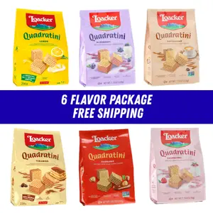 Loacker Quadratini 6 Flavor Variety Package - Lemon, Blueberry, Cappuccino, Tiramisu, Hazelnut, Raspberry - Italian Snack