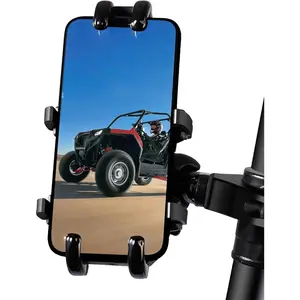 UTV Phone Holder,  Alloy Heavy Duty Cell Phone Mount for UTV/SXS,360? Adjustable Mounting Bracket Fits 1.75"-2" Roll Cage, 8 Claws Tightly Hold iPhones or 4.7"-7.1" Devices