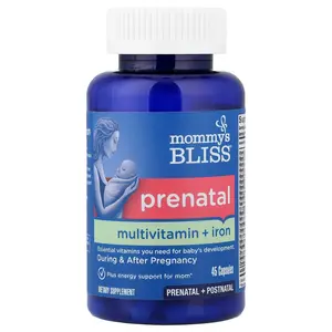 Mommy's Bliss Prenatal Multivitamin + Iron, 45 Capsules
