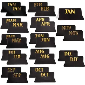 72 count Monthly Tabs Calendar Stickers, Monthly Calendar Stickers Tabs Adhesive Index Tabs for Planners, Journal, Notebook, Agendas and Organizers, Office and Sturdy (Black)