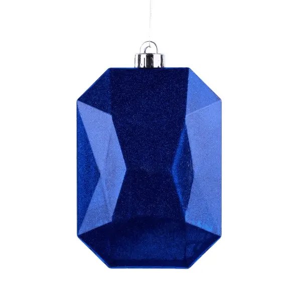 6.25"L x 4.25"W Glitter Rect Gem Ornament in Royal Blue