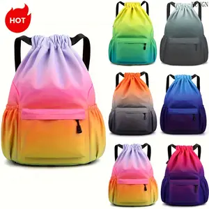 High Capacity Drawstring Backpack with Side Pockets, Casual Daypack for Sports, Training & Outdoor Travel