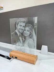 LED Glass Art Night Light – Handmade Cracked Glass Home Décor, Unique Gift