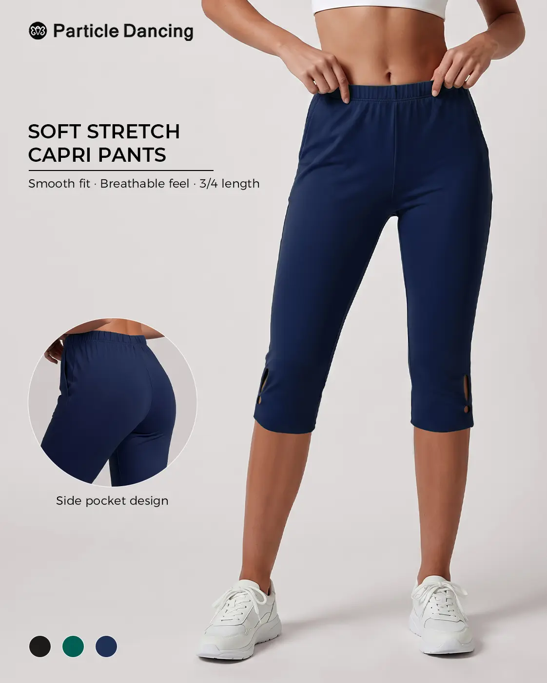 Women’s High-Waist Activewear Capri Training Leggings - 7/8 Stretch Blend Slim-Fitting Fitness Pants with Side Slit, Universal Sport Wear for Pilates, Gym
