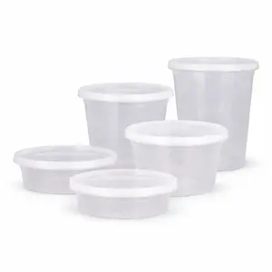 240pc 64oz One Time Use Plastic BPA Free Food Prep Deli Cup, Nuts Container, Bento Box, Fast Food Take Out Box, Soup Cup, Portable, Stackable, Extra Thick, Microwavable, Freezer Safe, Disposable, Leak proof, Dish Washer Safe