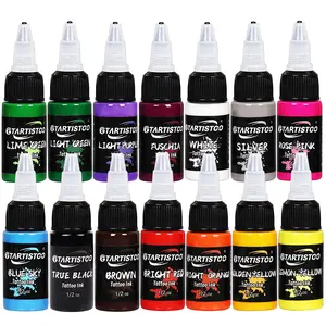 14 Color Tattoo Ink Set, 15ML Vibrant Colors, High Coverage Formula, Ideal for Beginners & Small Studios, Perfect for Artistic Tattoos