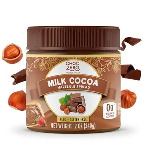 ChocZero Milk Chocolate Hazelnut Spread - Keto Friendly, No Sugar Added, Best Low Carb Dessert, Perfect Topping for Almond Flour Pancakes, Naturally Sweetened with Monk Fruit (1 jar, 12 oz)