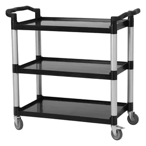 Heavy Duty Utility Cart with Lockable Wheels – Plastic Rolling Service Cart for Home, Office & Restaurant Use