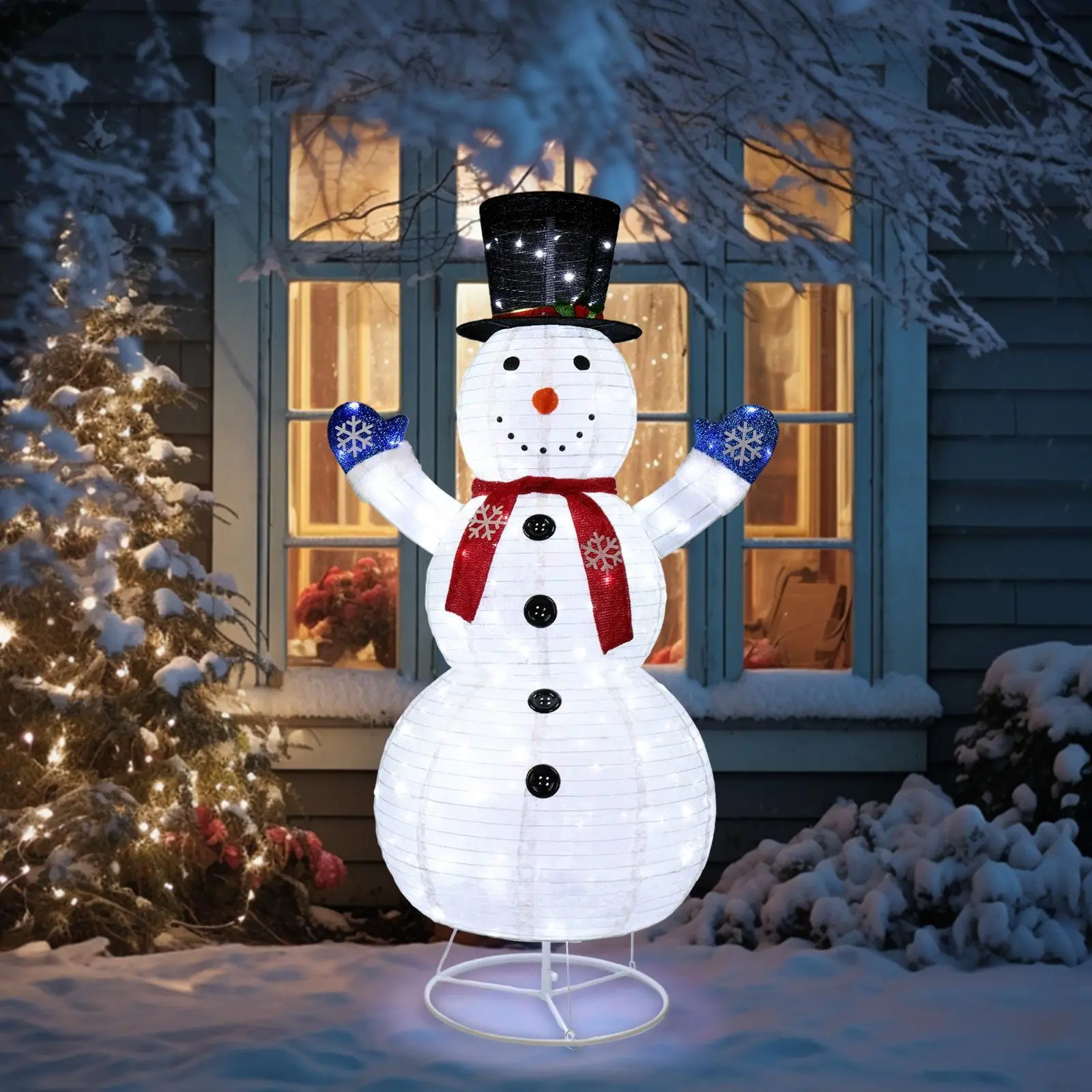 Karlhome 6ft Snowman Decoration with 200 Warm-White LED Lights & Light Stand Perfect for Outdoor Holiday and Indoor Light Displays