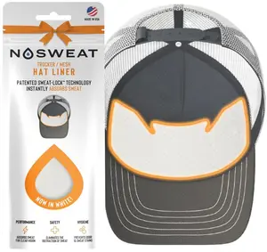 NoSweat - Trucker Hat Sweat Liners  12 pack with bow packaging - Mesh Hat White Patented Sweat Absorbing Liners Made in The USA - 12 Pack