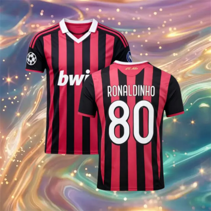 09 10 Home Retro No.80 Ronaldinho Short Sleeve Soccer Jersey