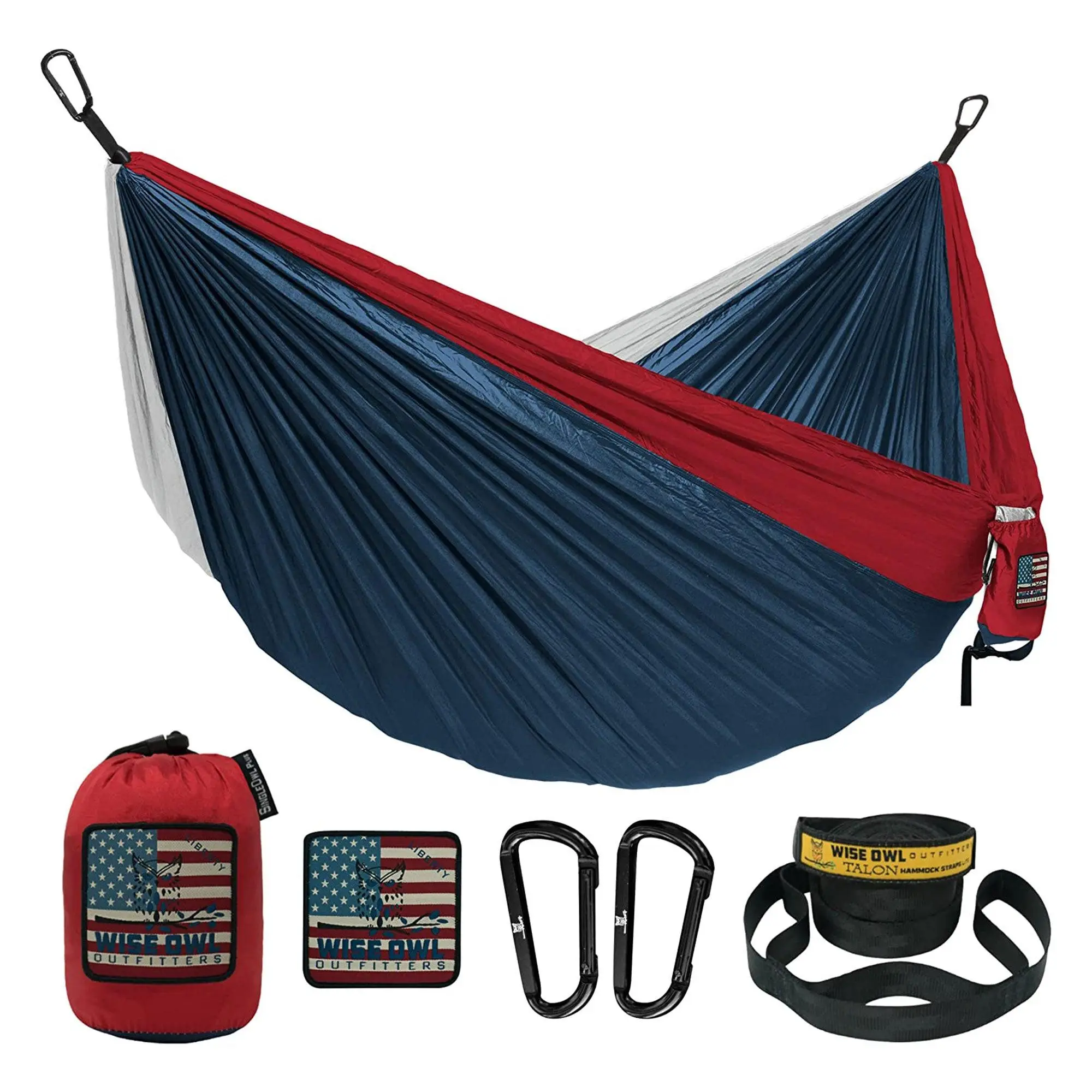 Wise Owl Outfitters Large DoubleOwl Hammock with Adjustable Tree Straps, Liberty Wise Owl Outfitters Large DoubleOwl Hammock with Adjustable Tree Straps, Liberty