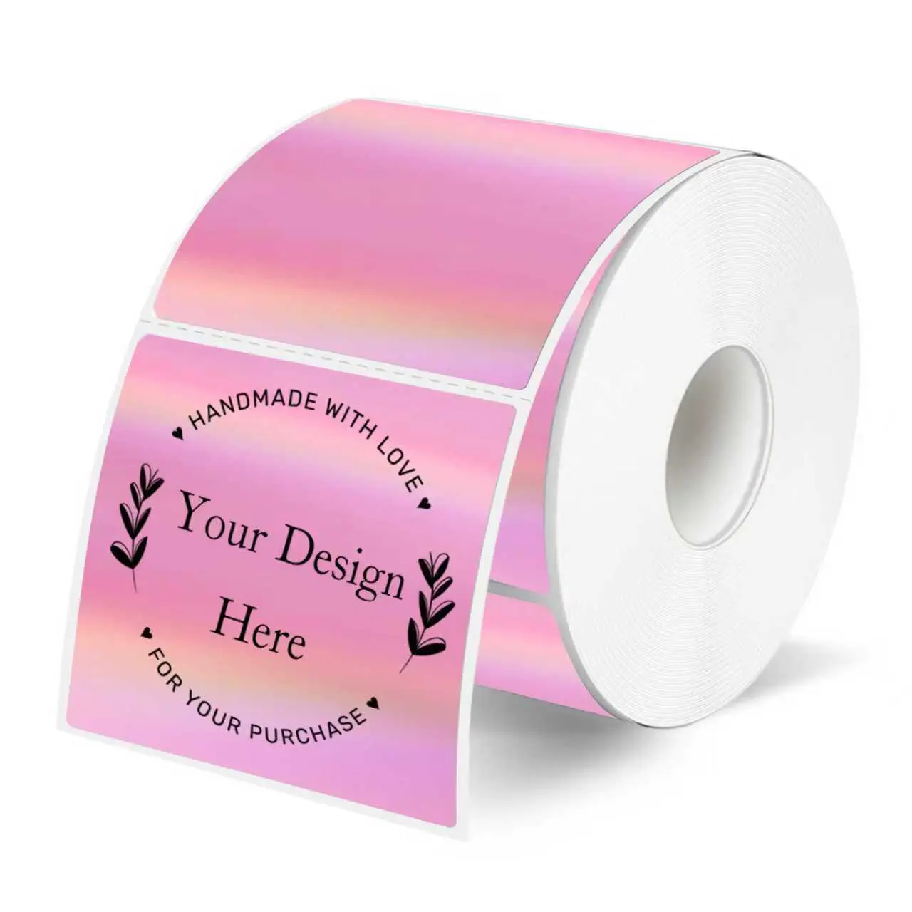 STARBOLING 2x2 Inches Square Glitter Holographic Pink Direct Thermal Adhesive Labels & Stickers, Customizable for Thermal Label Printer, Small Businesses, DIY Design Projects, Customizable Labels, Water & Oil Resistant