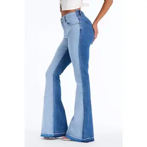 She's A Gemini Two Tone Bell Bottom Jeans - Medium Wash F