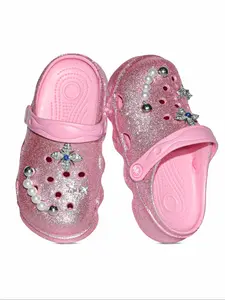 Shiny Sandals, Glitter Decorated Sandals, Eva Lightweight Comfortable Kids Shoes, Breathable Anti-Slip Soft Sole, Casual All Seasons