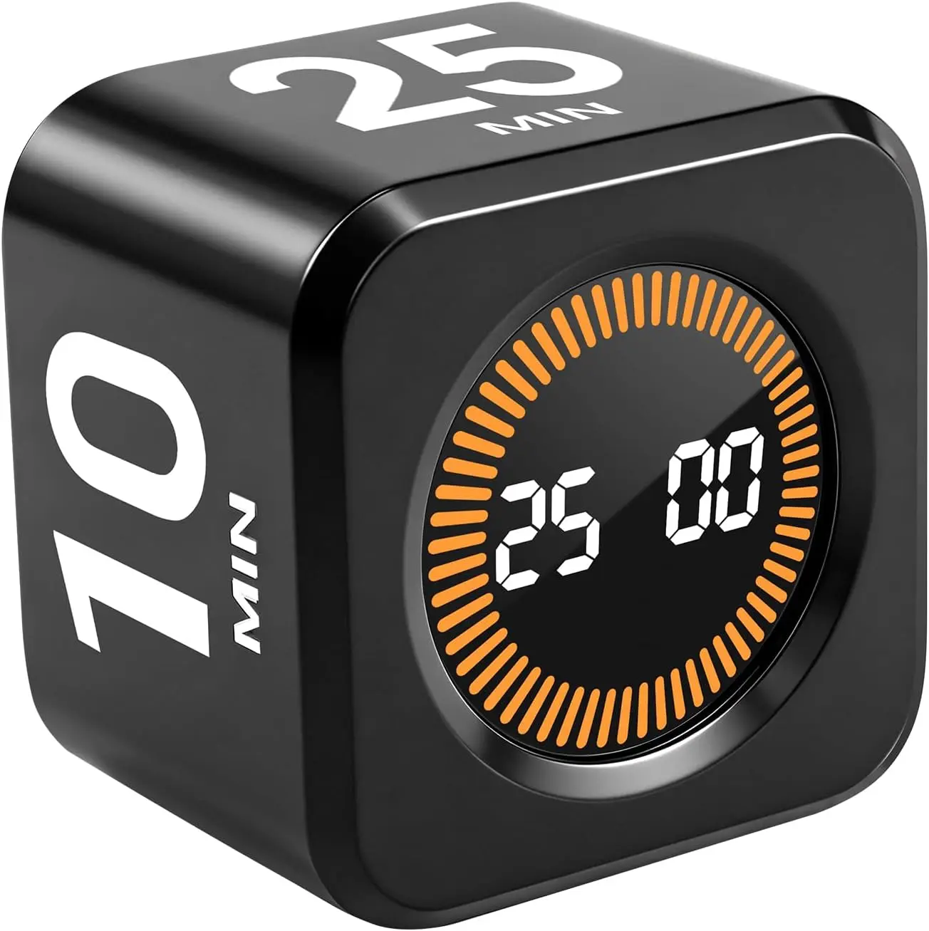 Digital Pomodoro Cube Timer - Cube Shape Kitchen Timer with Gravity Sensor, Digital Display, 5/10/25/50 Min Settings for Focus, Study