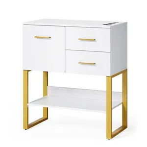 OmySalon Beauty Barber Station, Salon Stations for Hair Stylist, Salon Storage Cabinet with Drawers & Hair Dryer Holders, Styling Station for Spa Dresser Bathroom