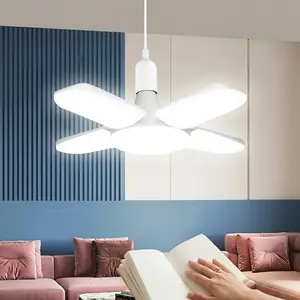 Super Bright Mini LED Garage Light 28W (80W Eqv) | Deformable 4-Panel Ceiling Light, 6500K Daylight White | Adjustable Fixture for Workshop, Basement & Attic