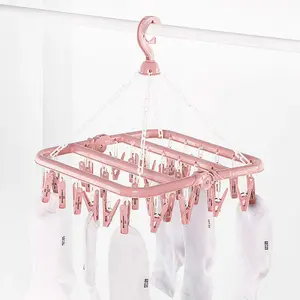 Multi-Clip Clothes Drying Rack for Home Use, Versatile Sock and Garment Hanger Ideal for Dorms, Space-Saving Laundry Solution, Adjustable Hooks Hanger, Hanging Clothes Organizer, Hanging Clothes Storage