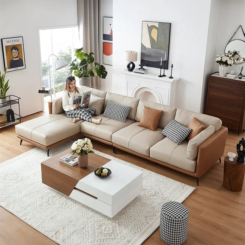 Beige All-Leather Sectional Beige All-Leather Sectional