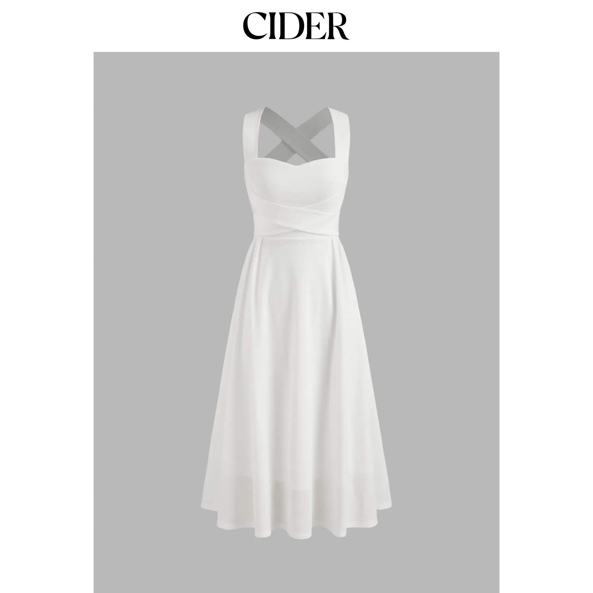 Cider [3 colors, size 0-26] Square Neck Solid Criss Cross Ruffle Midi Dress