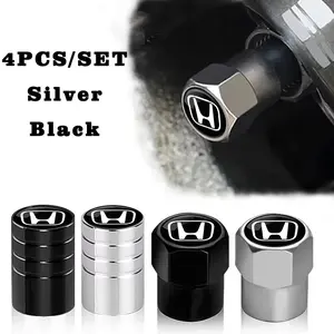 4Pcs Car Emblem Wheel Tire Valve Stem Caps Dust Covers Aluminum Alloy Cap Auto Decoration Accessories For Honda Civic Fit Jazz Accord Pilot CRV Odyssey Passport City Shuttle HRV Vezel Insight Ridgeline Prologue Ny1 Elevate ZR-V