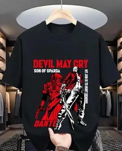 Dante Shooting DMC Unisex T-shirt, May Cry DMC3 T-shirt Horror Anime Merch
