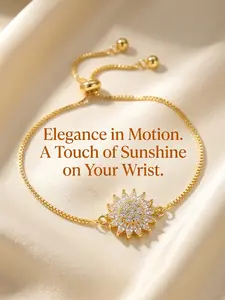 KONPJE Spinning Sunflower Bracelet for Women Adjustable Flower Bracelet Rhinestone Anxiety Bracelets Sparkly Flowers Fidget Bracelet CZ 7”-9“ Mood Statement Bracelets for Tiny Wrist Worry Relieving Jewelry Valentine Gifts