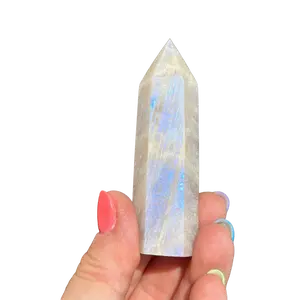 Moonstone Point with Flash – Moonstone Crystal Tower for Intuition, Feminine Energy & New Beginnings Gemstone Decorated Gemstone Specimens