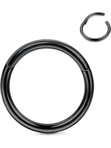 G23 Titanium Hypoallergenic Nose Ring Hinged Nose Hoops for Women Men Hoop Septum Helix Cartilage Ring Lip Rings Body Piercing Jewellery Earrings 14G 16G 18G 20G Thickness 6mm to 14mm Diameter 1 Piece Body Jewelry