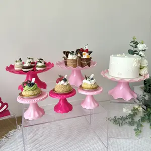 6 Pcs Mini Cup Cake Stand Plastic Pedestals Small Cake Stands Dessert Table Display Set For Party Wedding Birthday Baby Shower Anniversary