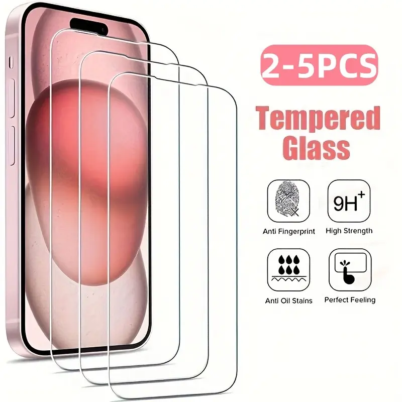 2-5 Pack HD Protective Screen Protectors, Cellphone Accessory, for iPhone 17 Air/16e/17/16/15/14/13/12/11 Pro/Pro Max/Plus/Mini, Screen Protection, Anti-Scratch And Bubble-Free Technology, Easy to Install, Accessories, Mobile Phone Accessory
