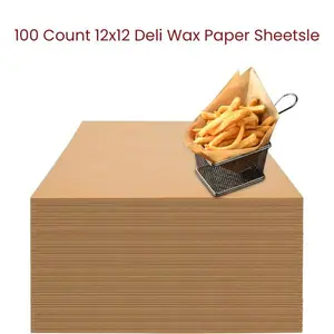 100 Count 12x12 Deli Wax Paper Sheets, Greaseproof Kraft Parchment Food Basket Liners Sandwich BBQ Picnic Wrap Paper father Birthday Gift