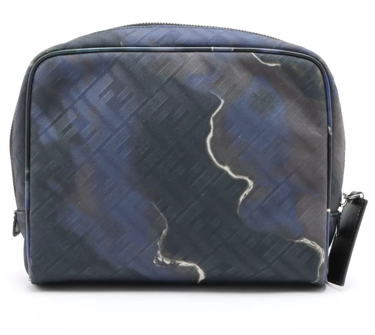 Pre-owned FENDI Canvas Toiletry Bags Compact Shape Toiletry Bag Camouflage FF Print, Black & Charcoal, Zip Pouch, 6.5 in H, 3 In D