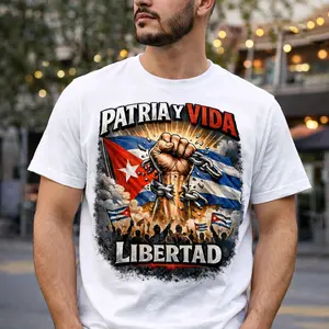 Patria y Vida Libertad T-Shirt White Graphic Tee with Cuban Flag Design for Unisex Versatile Everyday Wear
