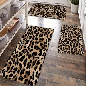 1pc/2pcs/3pcs Wild  Chic Leopard Print Floor MatSoft,Suitable For Hallway Bathroom, Bedroom, Kitchen, Porch, Laundry Room, RV Outdoor Decoration Holiday Decoration Three Sizes Available Halloween Door Decor Fall Decorations For Home>Kitchen